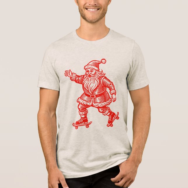 Jultomten Skating T-Shirt Hand plockade (Framsida)