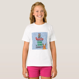 Jultomten skorsten snöflingor lustiga skämt blått t shirt