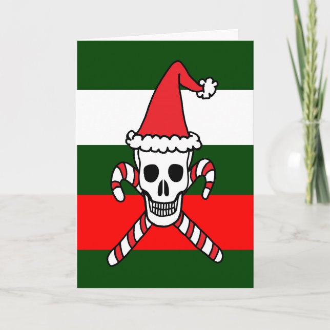 Jultomten Skull och Crossbone Helgkort (Framsida)