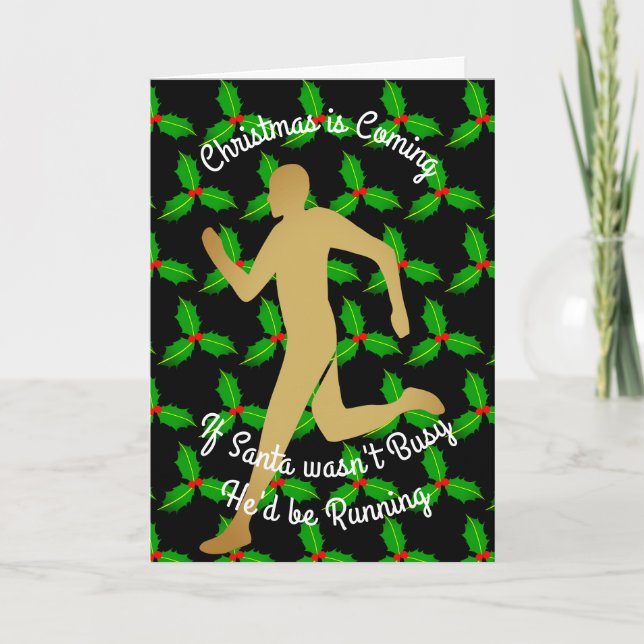 Jultomten skulle springa helgkort (Framsida)