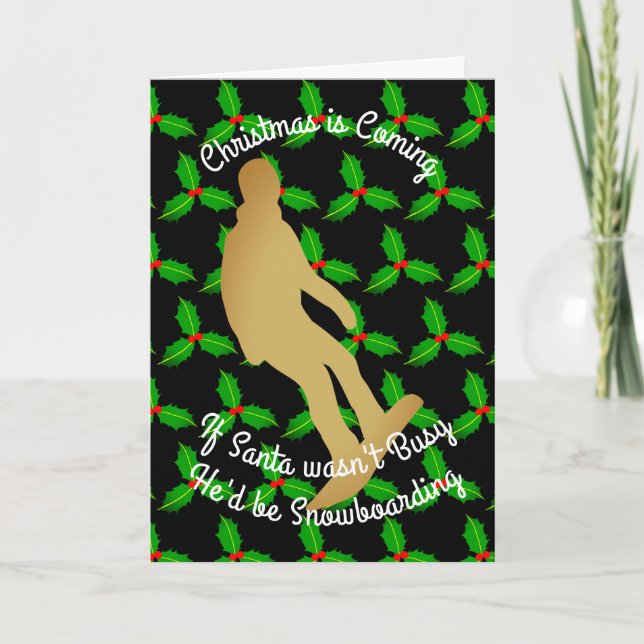 Jultomten skulle vara snöbordning helgkort (Framsida)