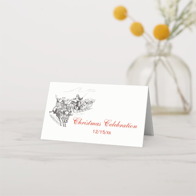 Jultomten Sleigh #1-eskorteringskort Placeringskort (Framsida)