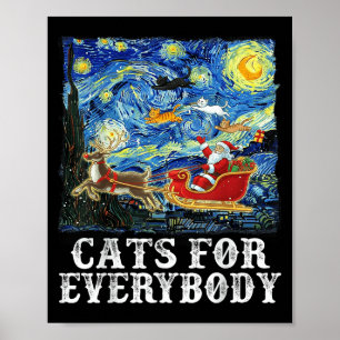Jultomten Sleigh Cats for All Starry N Poster