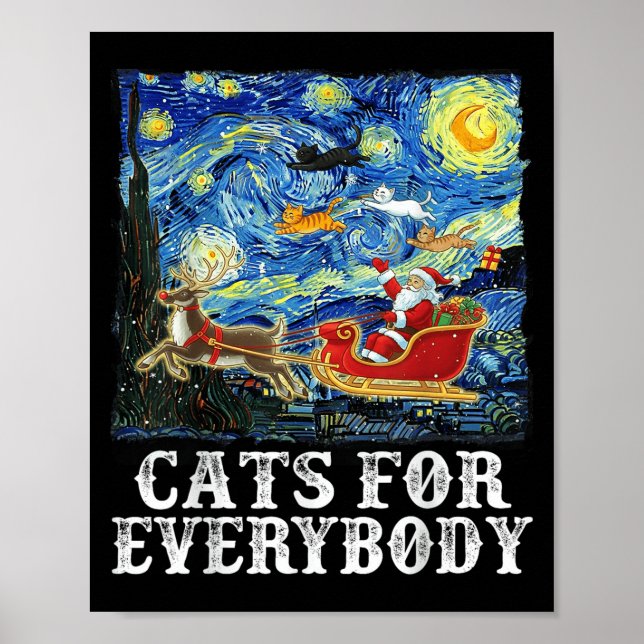 Jultomten Sleigh Cats for All Starry N Poster (Framsidan)