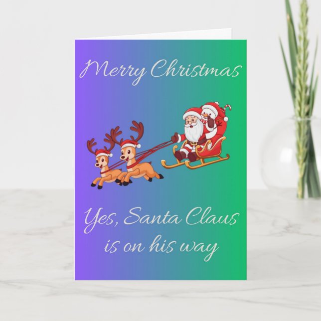 "Jultomten Sleigh-julkort Helgkort (Framsida)