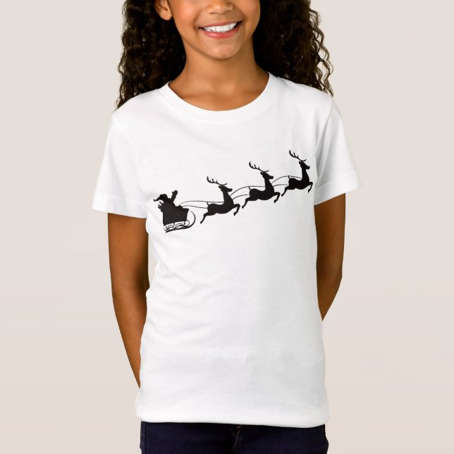 Jultomten Sleigh och Reindeer Helgdag T Shirt (Framsida)