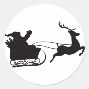 Jultomten Sleigh och Reindeer Runt Klistermärke