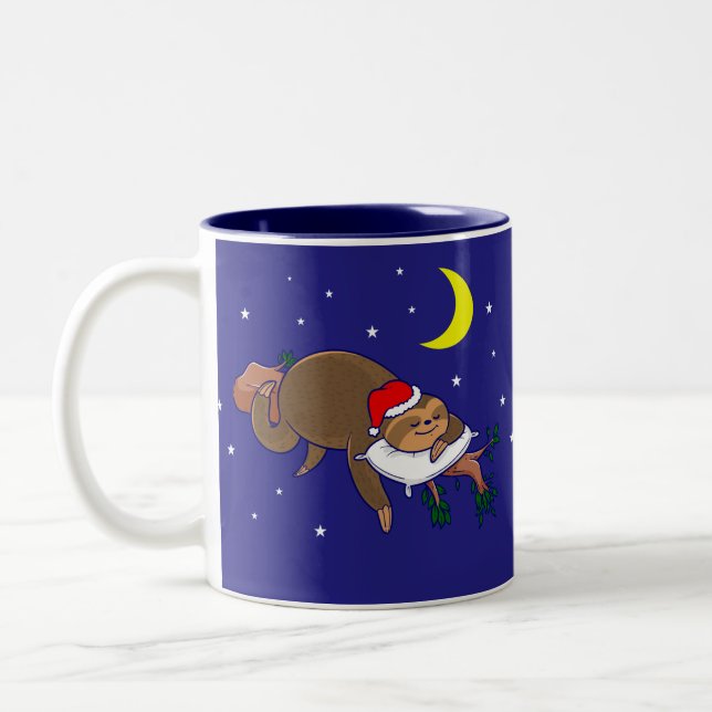 jultomten sloth christmas Två-Tonad mugg (Vänster)