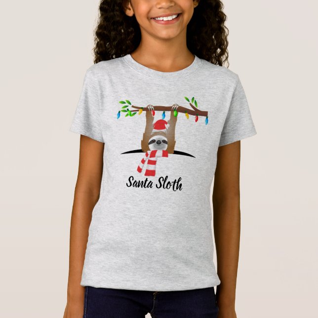 Jultomten Sloth Hanging från Gren T Shirt (Framsida)