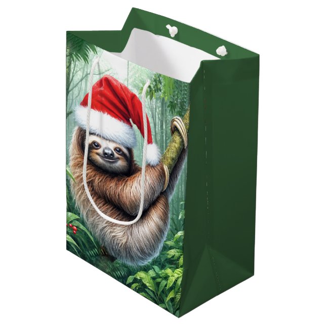 Jultomten Sloth in Rainforest (Framsidan Vinklad)