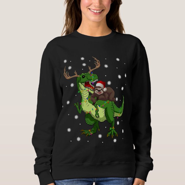 Jultomten Sloth Riding Trex T Shirt (Framsida)