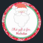 Jultomten Snöflingor Kids Gift Märkre jul Runt Klistermärke<br><div class="desc">Den här juldesignen har vår söta jultomt accentuerad med delikat snöflingor! Klicka på knappen Anpassa om du vill ha mer flexibilitet när du lägger till/ändrar text och/eller bilder! Det finns både variationer i denna design och samordnade produkter i vår butik, zazzle.com/store/doodlelulu. Kontakta oss om du behöver den här designen för...</div>