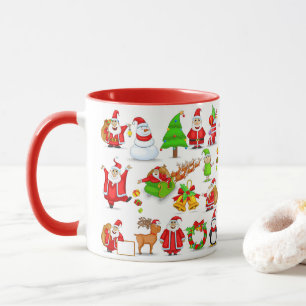 Jultomten, Snögubbe, Elves, Reindeer, Penguin Mugg