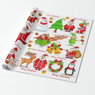 Jultomten Snögubbe Elves Reindeer Penguin Presentpapper