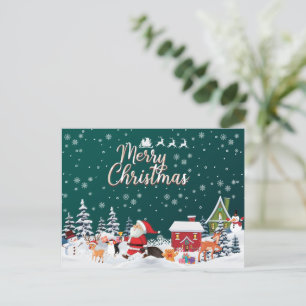 Jultomten, Snögubbe God jul Vykort