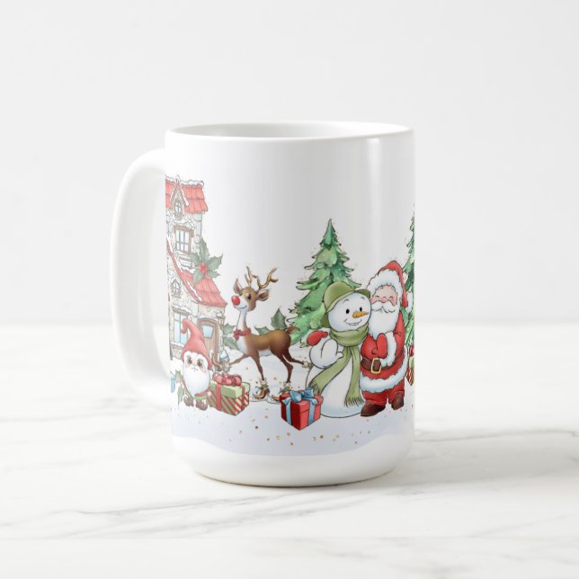 jultomten Snögubbe Reindeer Kaffemugg (Framsida vänster)
