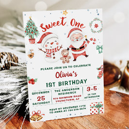 Jultomten Snögubbe Sweet en Birthday Inbjudningar