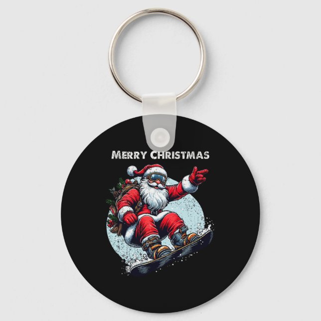 Jultomten Snowboarding God jul Winter Ho Nyckelring (Framsida)