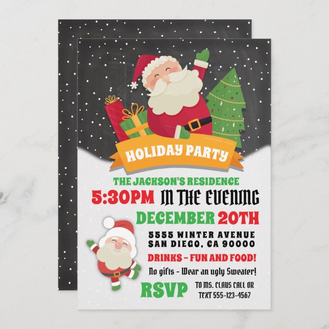 Jultomten Snowy jul Party Inbjudningar (Fram/baksida)