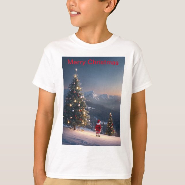 Jultomten Snowy Mountain Kids T-Shirt (Framsida)