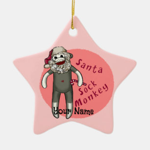Jultomten Sock monkey prydnadsföremål Julgransprydnad Keramik
