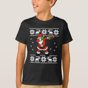 Jultomten som baddar julfotbolllandningsögonblick tee shirt