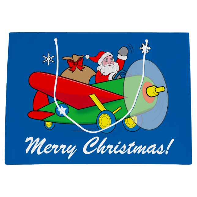 jultomten som flyger ett flygplan fyllt med gåvor (Framsidan)