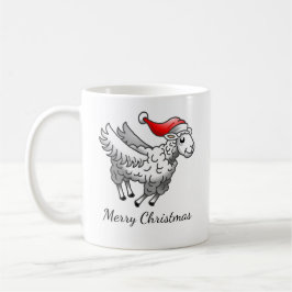 Jultomten som flyger julfår kaffemugg