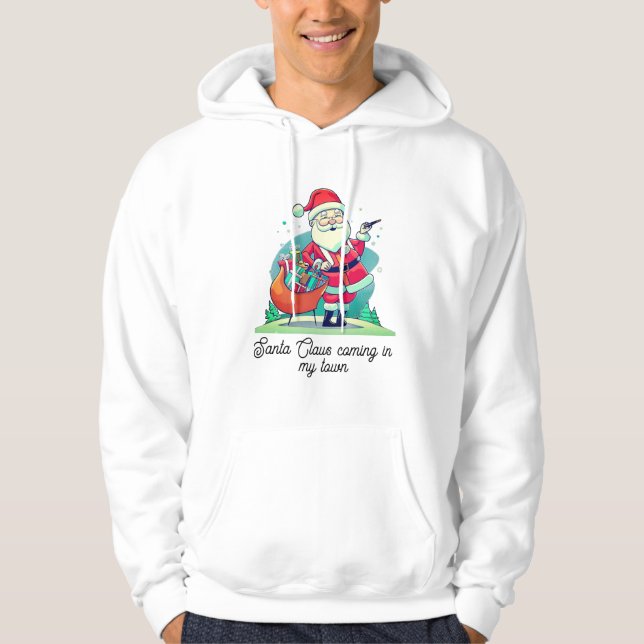 jultomten som kommer till min stad T-Shirt hoddie Hoodie (Framsida)