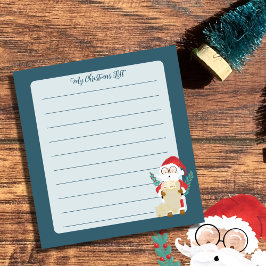 Jultomten som kontrollerar sitt listblåa Helgdag-A Anteckningsblock