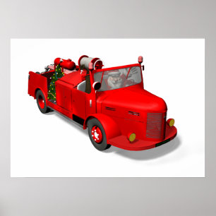 Jultomten som kör en brand Lastbil Poster