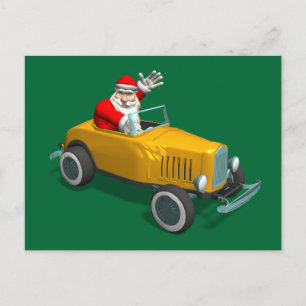 Jultomten som kör en Hot rod Helg Vykort