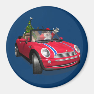 jultomten som kör en minii magnet