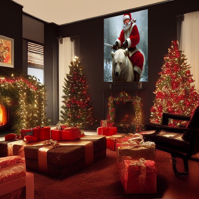 Jultomten som kör en polar björn | AI Art Poster (Skapare uppladdad)