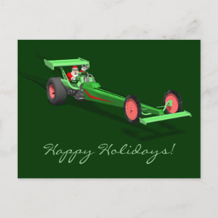 Jultomten som kör ett Dragster Helg Vykort