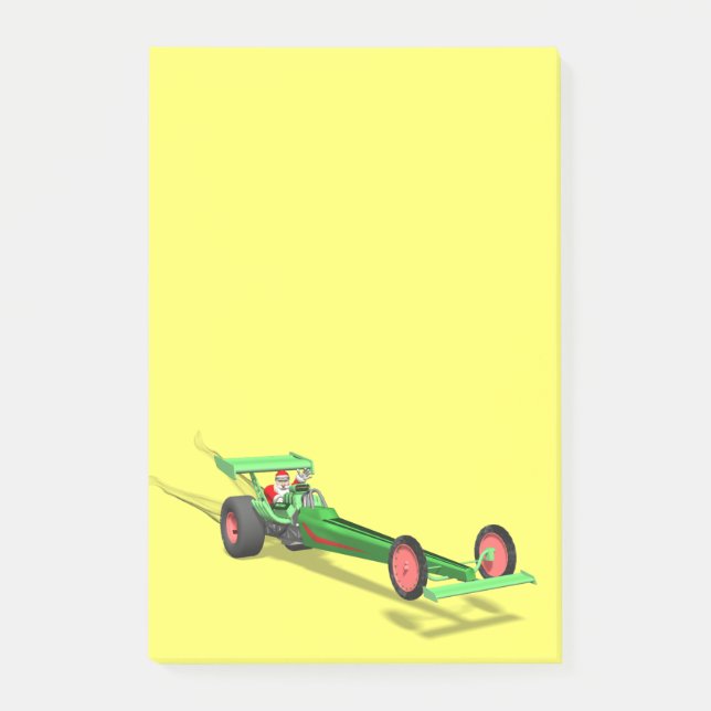 Jultomten som kör ett Dragster Post-it Block (Framsida)
