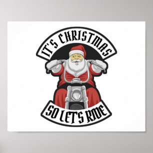 Jultomten som kör motorcykel poster