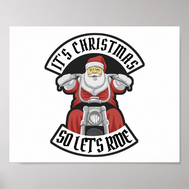 Jultomten som kör motorcykel poster (Framsidan)