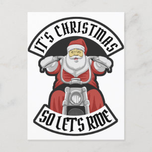 Jultomten som kör motorcykel vykort