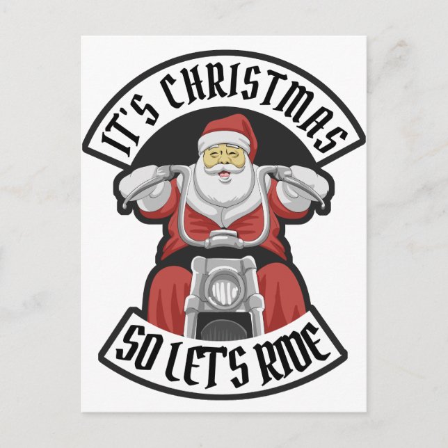Jultomten som kör motorcykel vykort (Framsida)