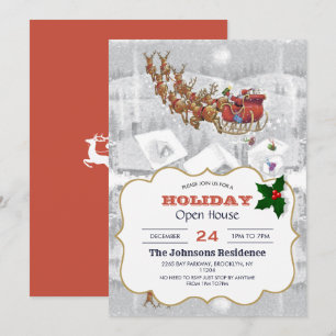 Jultomten som kör på sömn med presentlåda inbjudningar