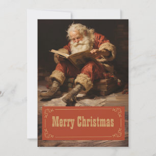 Jultomten som läser bok-färgbilder julkort