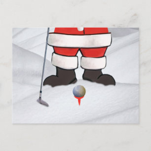 Jultomten som leker Golf i snön Helg Vykort