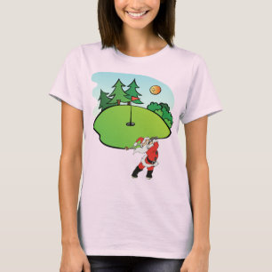 Jultomten som leker golf på det 9th hål t shirt