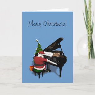 Jultomten som leker pianot helgkort