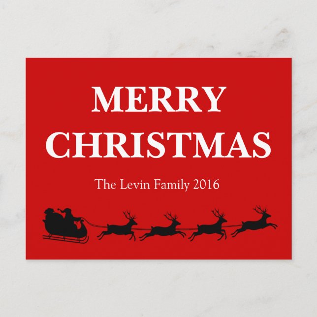 Jultomten som rider renjultema helg vykort (Framsida)