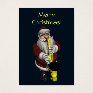 Jultomten som spelar saxofon visitkort