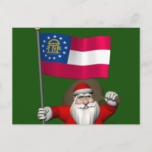 Jultomten som viftar Flagga i Georgien Helg Vykort