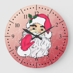 Jultomten som viftar vintage stil stor klocka
