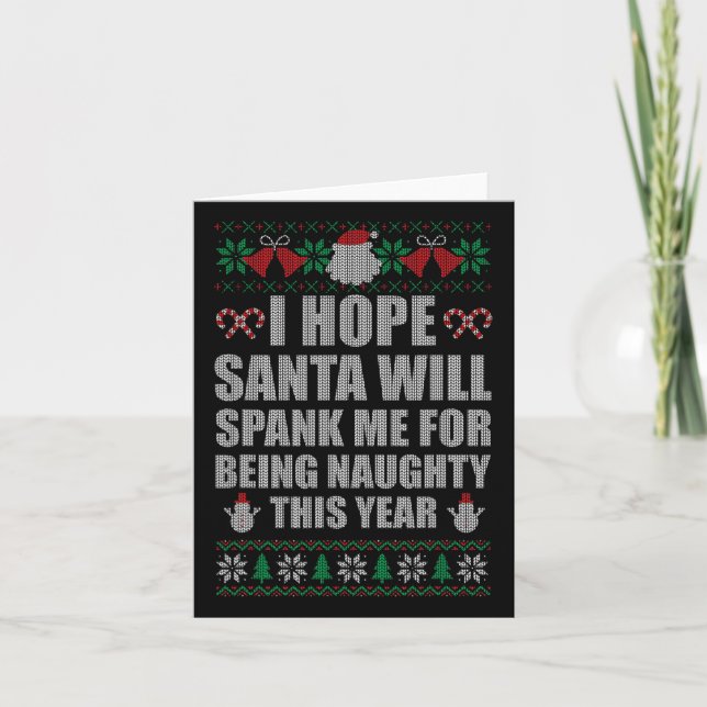 Jultomten Spank Naughty Ugly jul Sweat Kort (Framsida)